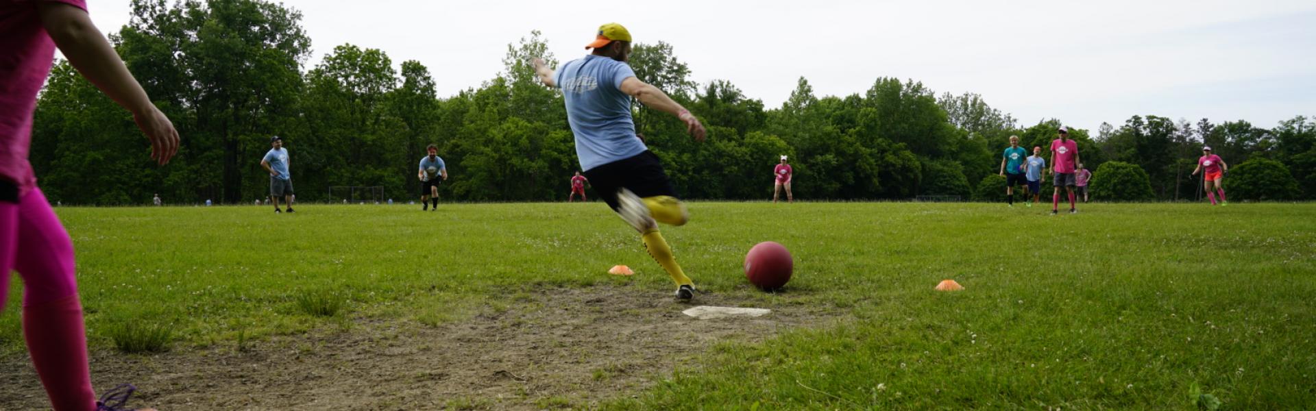 Ithaca Kickball in Action